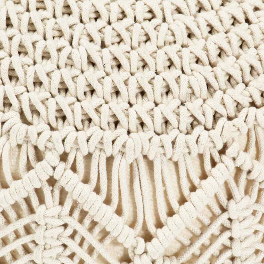 Pufe artesanal macramé 45x30 cm algodão