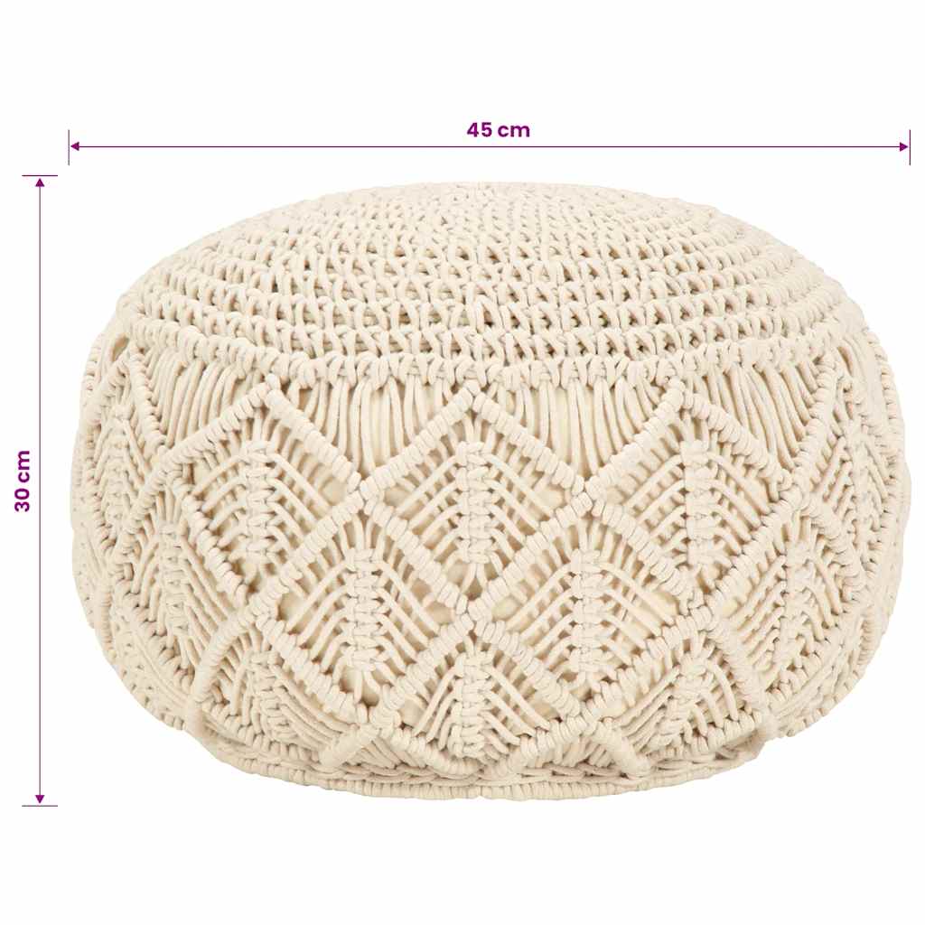 Pufe artesanal macramé 45x30 cm algodão