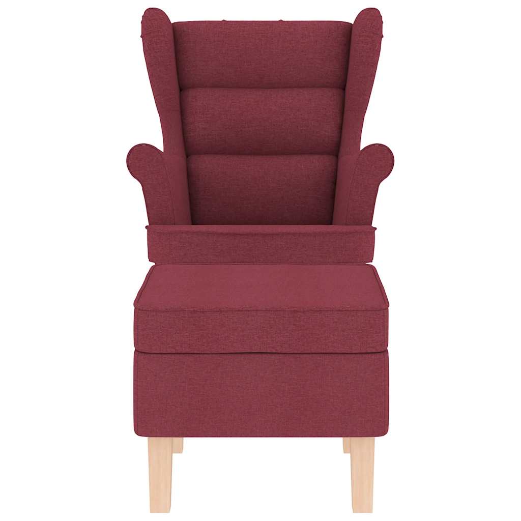 Cadeira de baloiço com apoio de pés tecido vermelho tinto