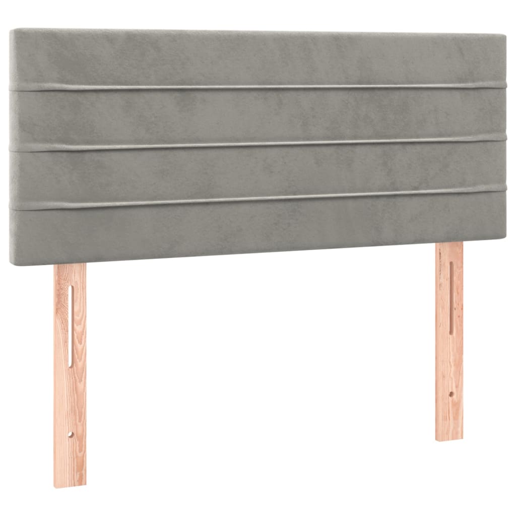 Cabeceira de cama c/ luzes LED tecido 90x5x78/88 cm cinza-claro