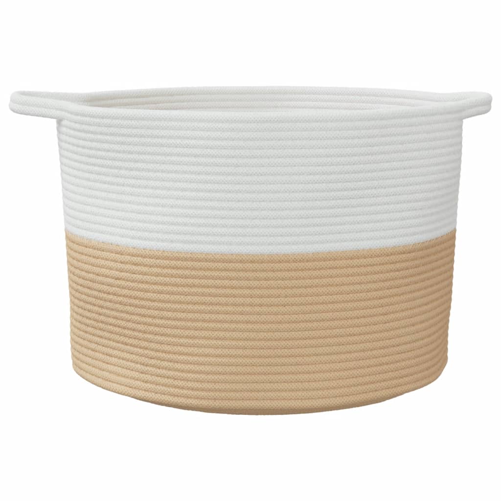 Cesto de arrumação ø55x36 cm algodão bege e branco