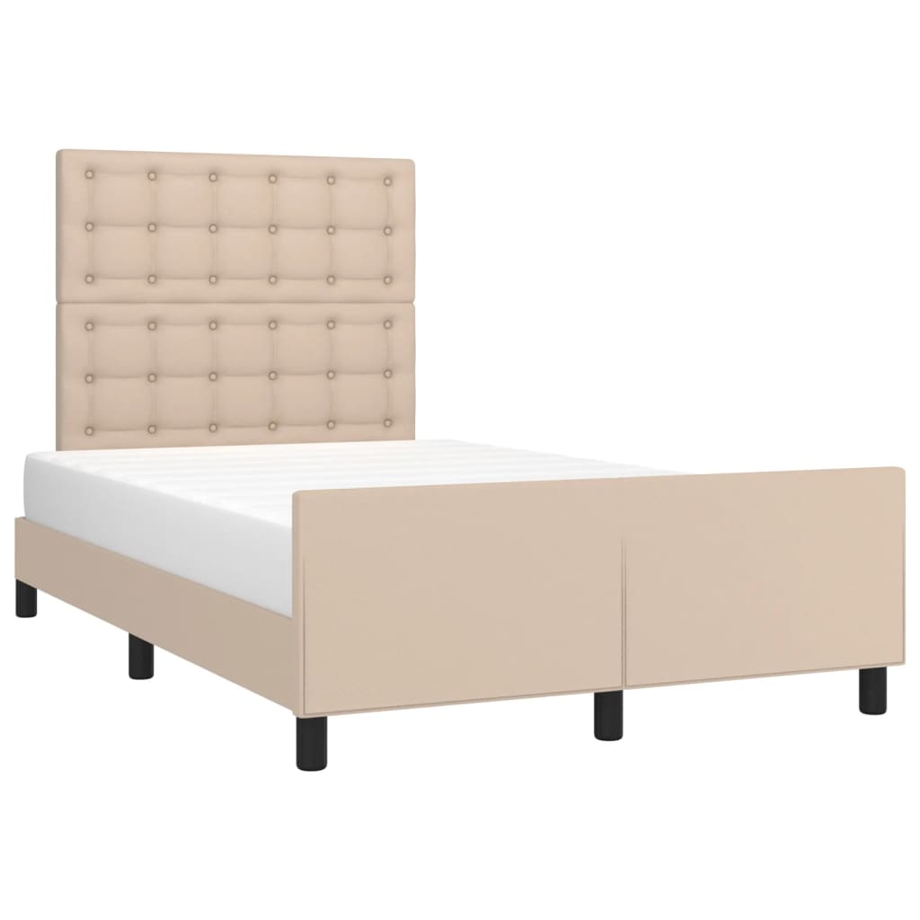 Estrutura cama cabeceira 120x200 cm couro artificial cappuccino