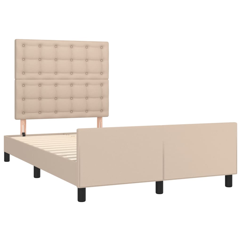 Estrutura cama cabeceira 120x200 cm couro artificial cappuccino