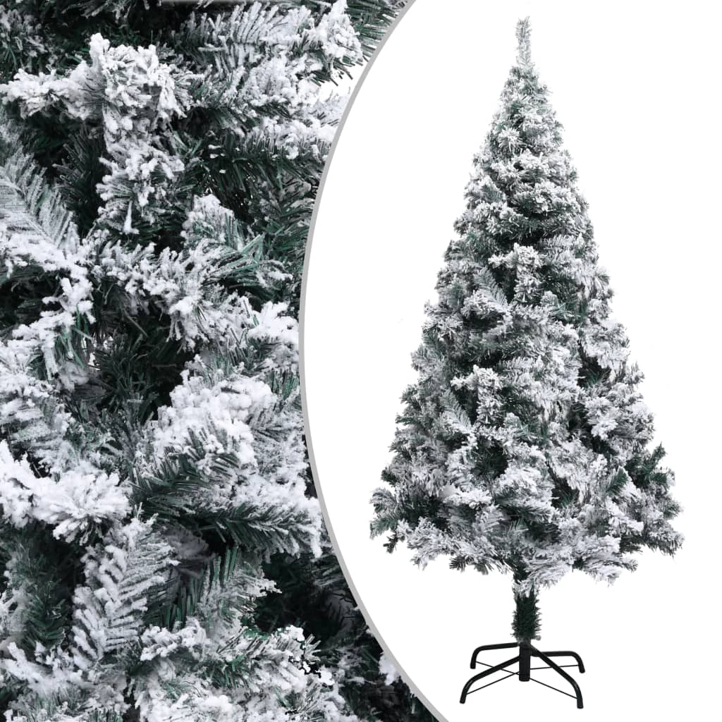 Árvore de natal artificial c/ flocos de neve 150 cm PVC verde