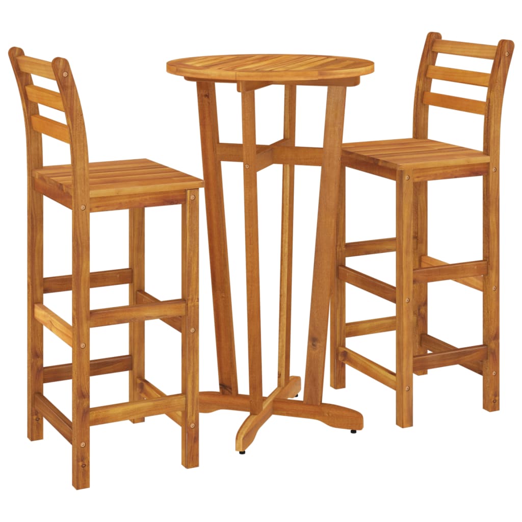 Conjunto de bar para jardim 3 pcs madeira de acácia maciça