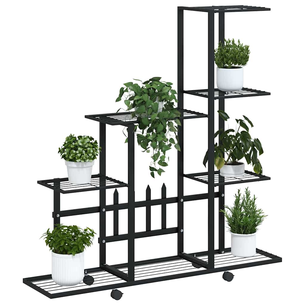 Suporte de vasos c/ rodas 94,5x25x92,5 cm metal preto