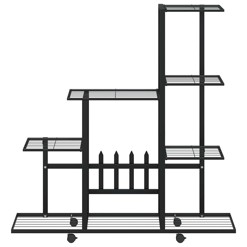 Suporte de vasos c/ rodas 94,5x25x92,5 cm metal preto