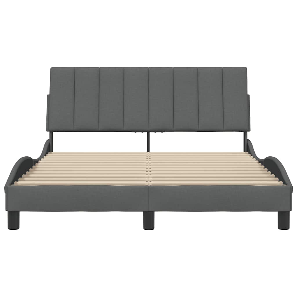 Estrutura de cama sem colchão hanko 140x190 cm tecido cinzento-escuro