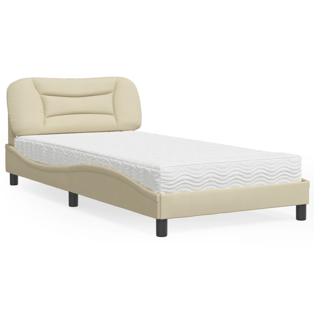 Cama com colchão hvar 100x200 cm tecido cor creme