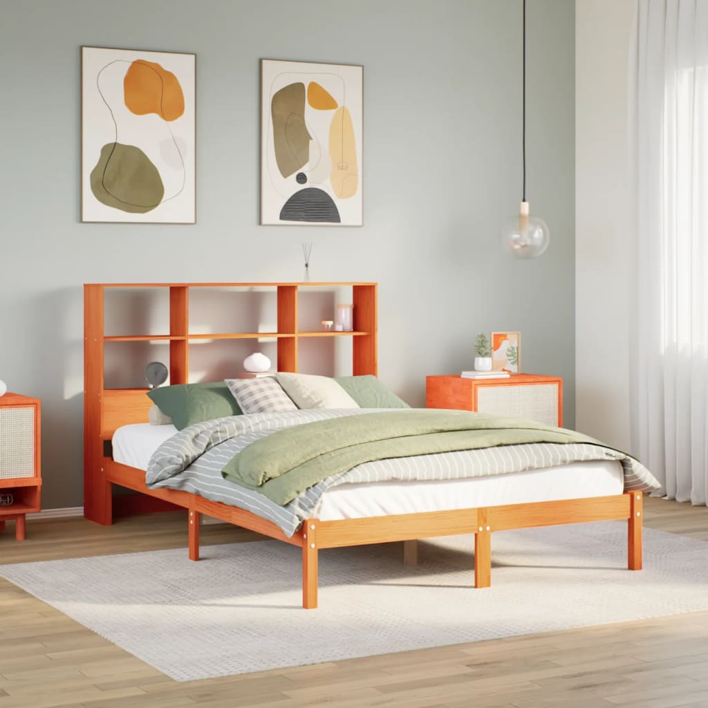 Cama com estante sem colchão 135x190 cm pinho maciço