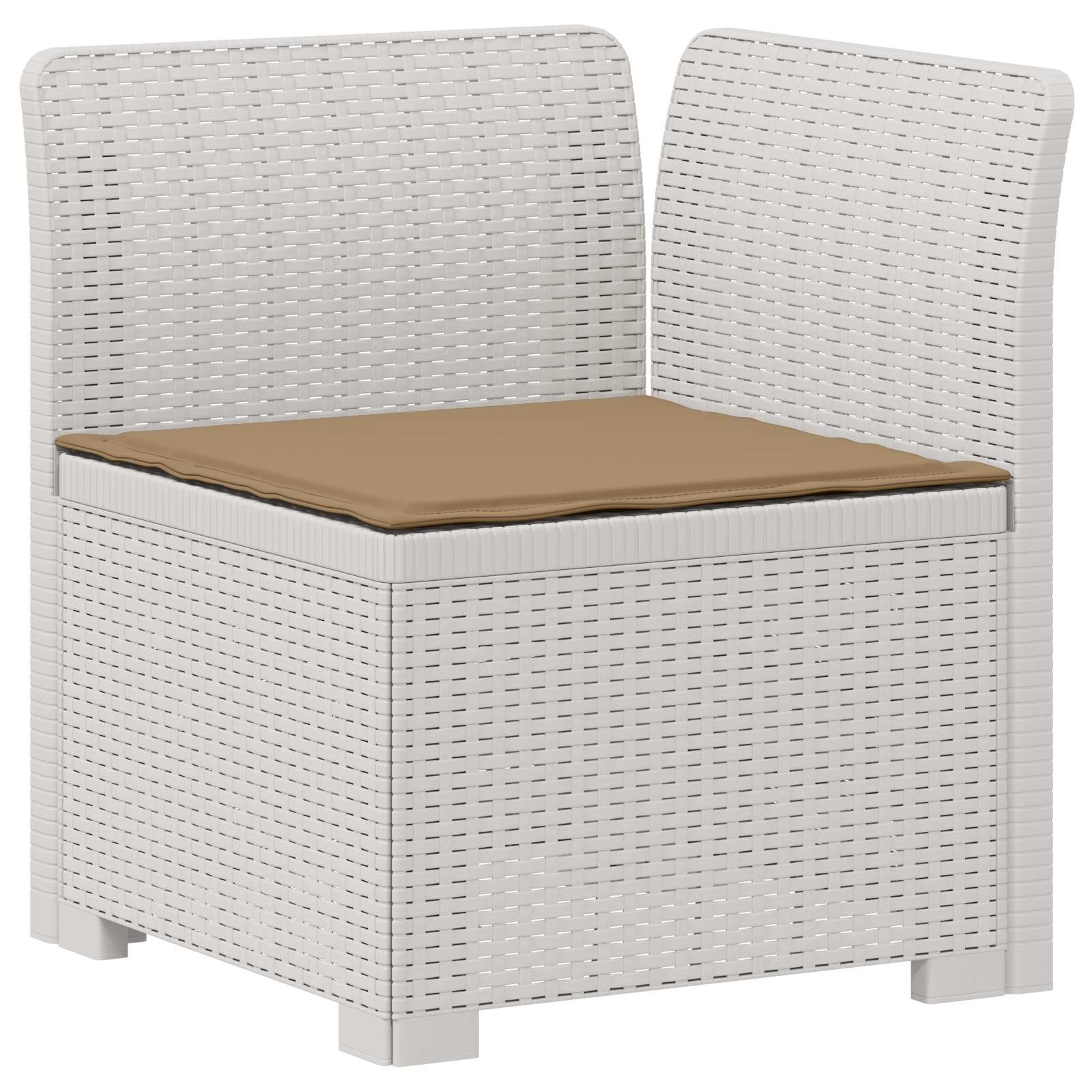 Sofá de jardim 1 lugar com almofada look rattan PP branco