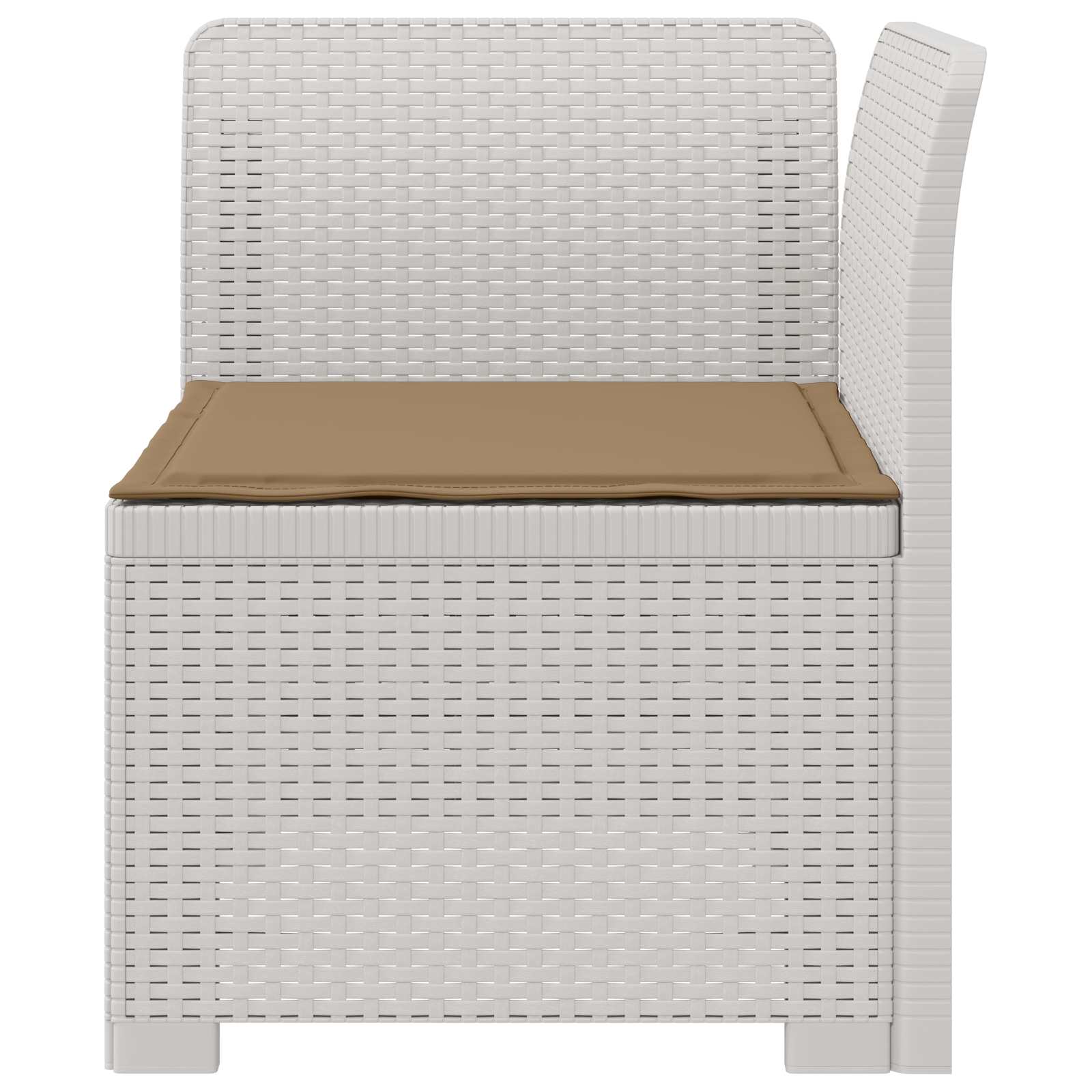 Sofá de jardim 1 lugar com almofada look rattan PP branco