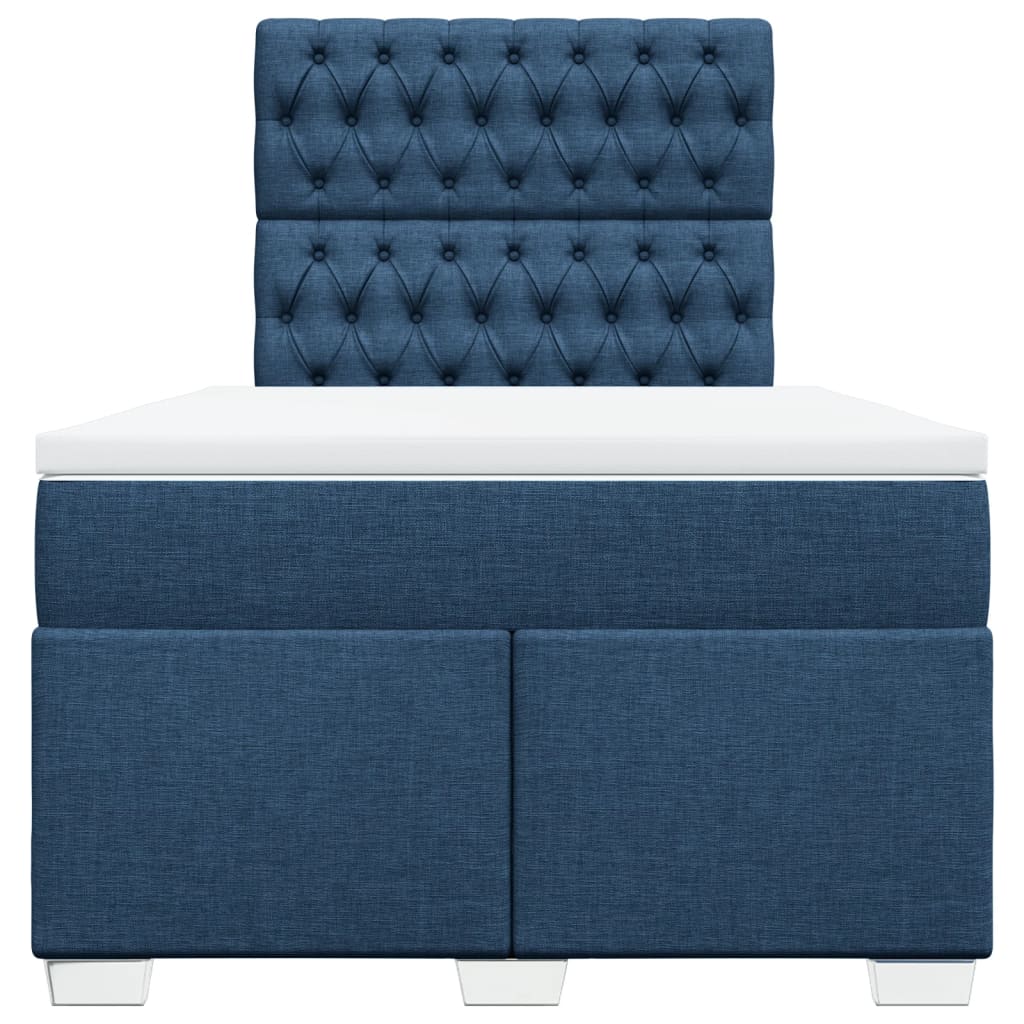 Cama boxspring com colchão 120x190 cm tecido azul
