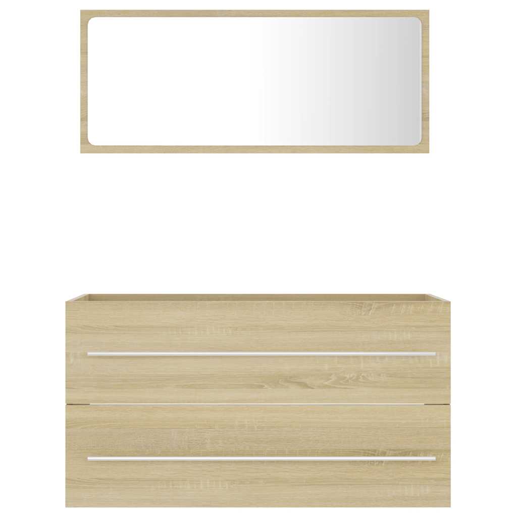 2 Pcs conj. móveis casa de banho contrapl. cor carvalho sonoma