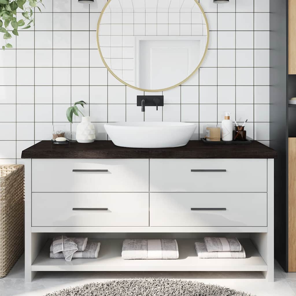 Bancada p/ wc 160x60x(2-6)cm madeira tratada maciça castanho