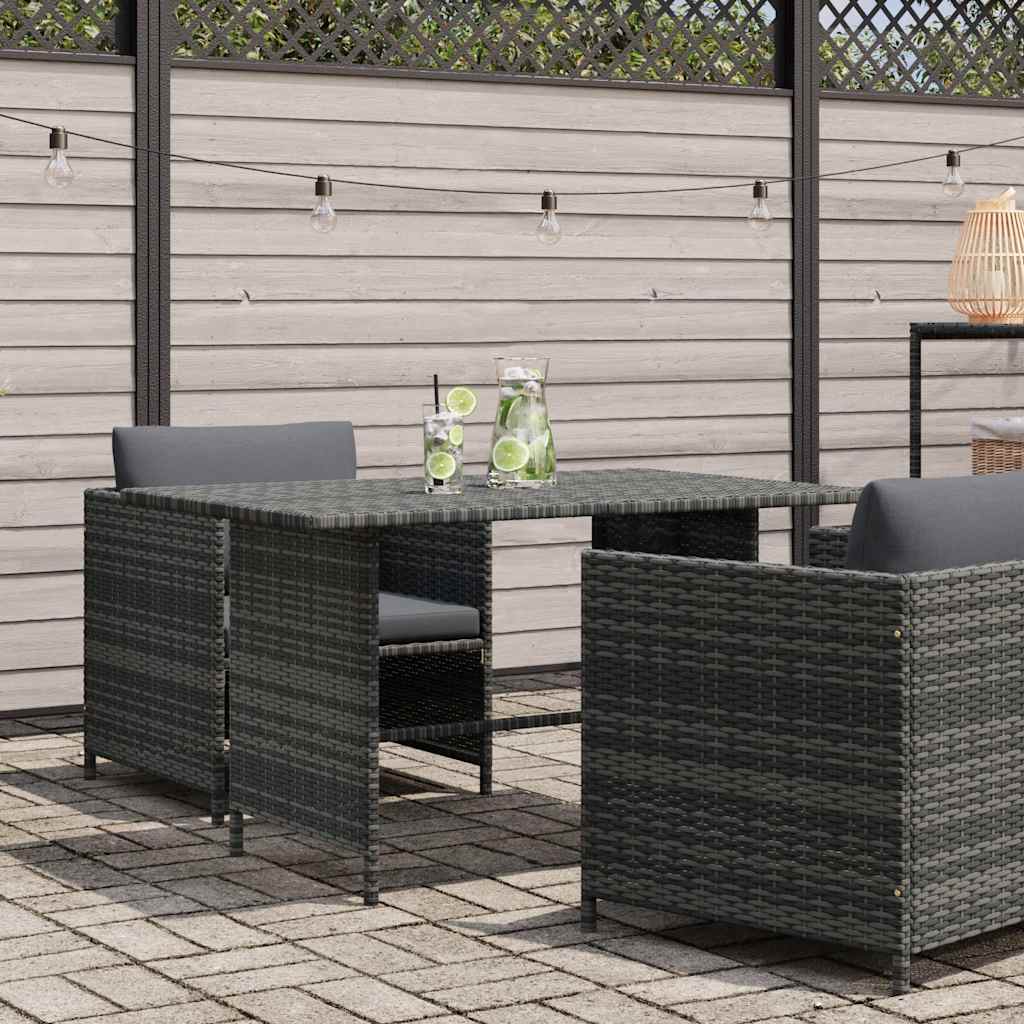 Mesa de jantar para jardim 110x70x65 cm vime PE cinzento