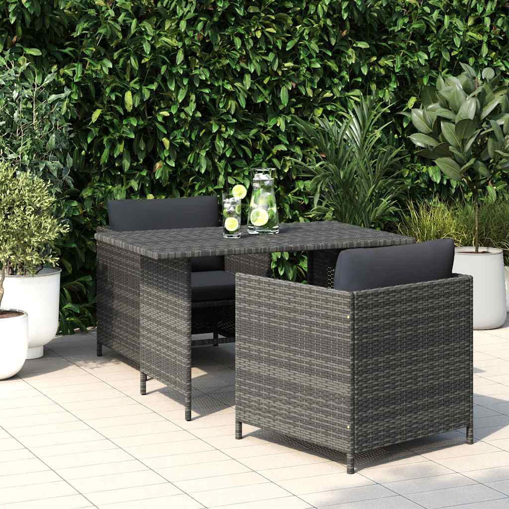 Mesa de jantar para jardim 110x70x65 cm vime PE cinzento