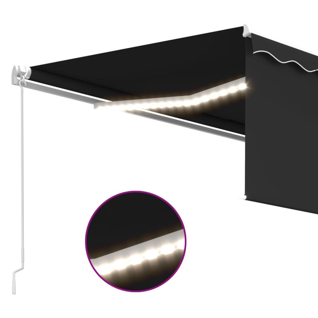 Toldo retrátil manual com estore e luzes LED 4x3 m antracite