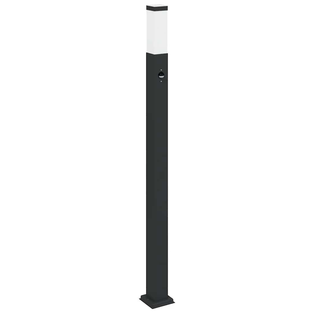 Luminárias de balizamento com sensor, 3 unidades, 110 cm, pretas, IP44