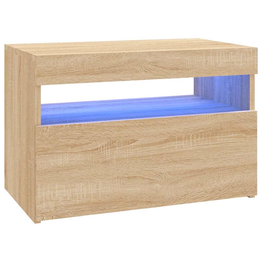 Móvel de TV com luzes LED 60x35x40 cm carvalho sonoma