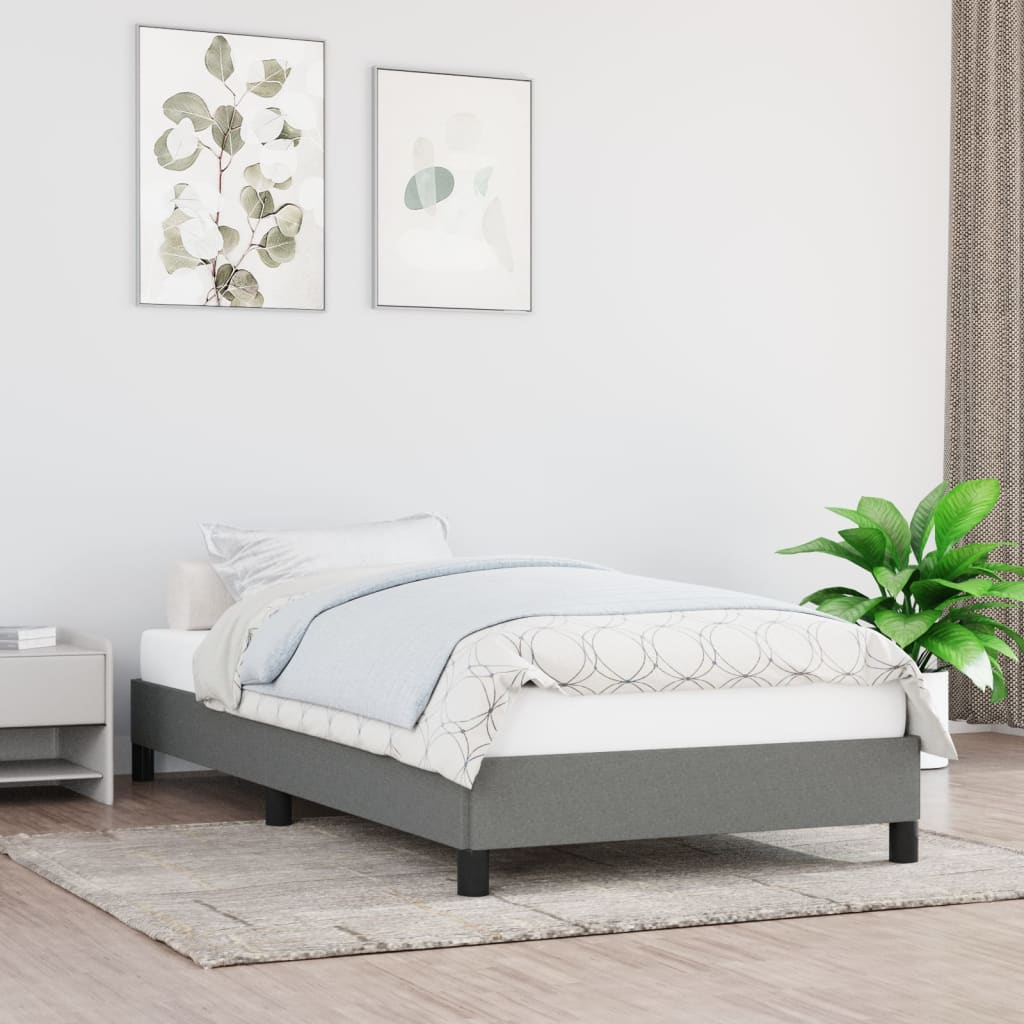Estrutura de cama sem colchão 80x200 cm tecido cinzento-escuro