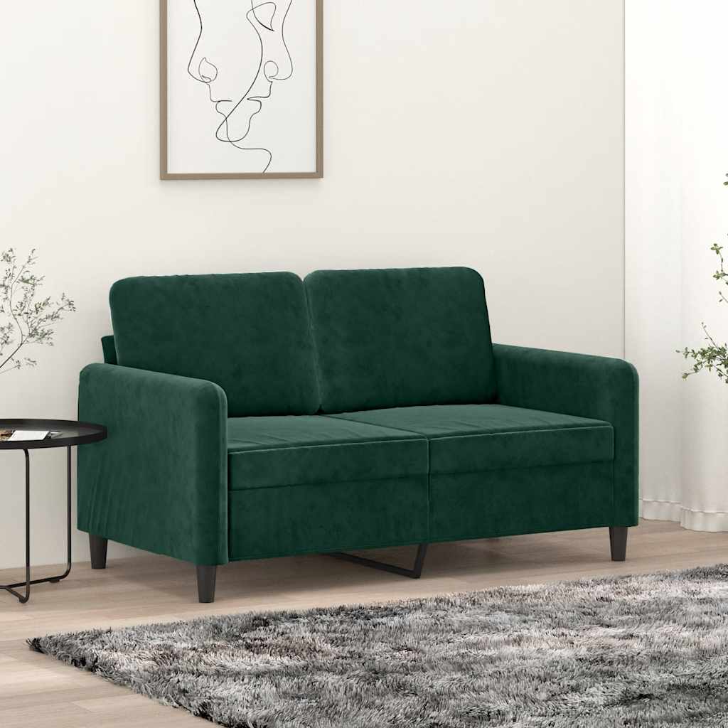 Sofá de 2 lugares 120 cm veludo verde-escuro