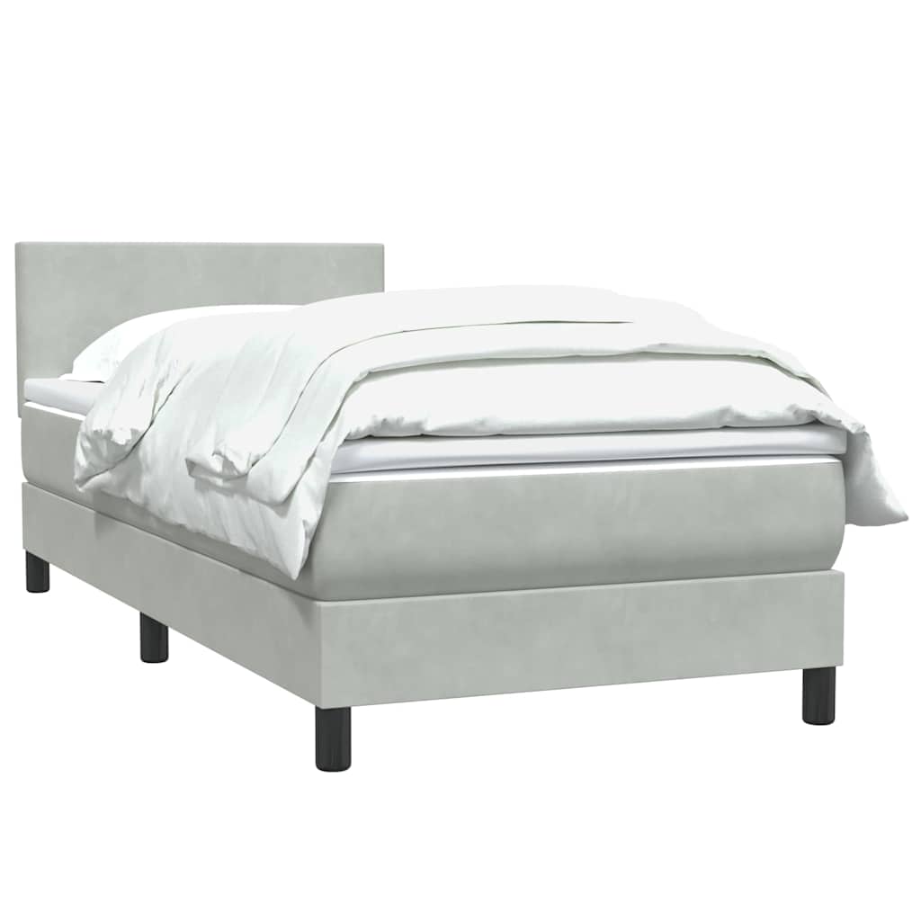 Cama com molas/colchão cinzento-claro 80x210 cm veludo