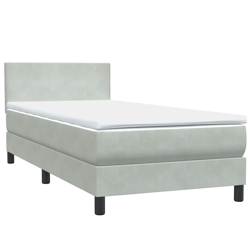 Cama com molas/colchão cinzento-claro 80x210 cm veludo