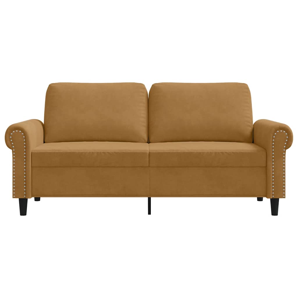 Sofá de 2 lugares veludo 140 cm castanho