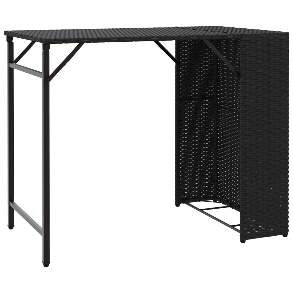 5 Pcs conjunto de jantar para jardim dobrável vime PE preto