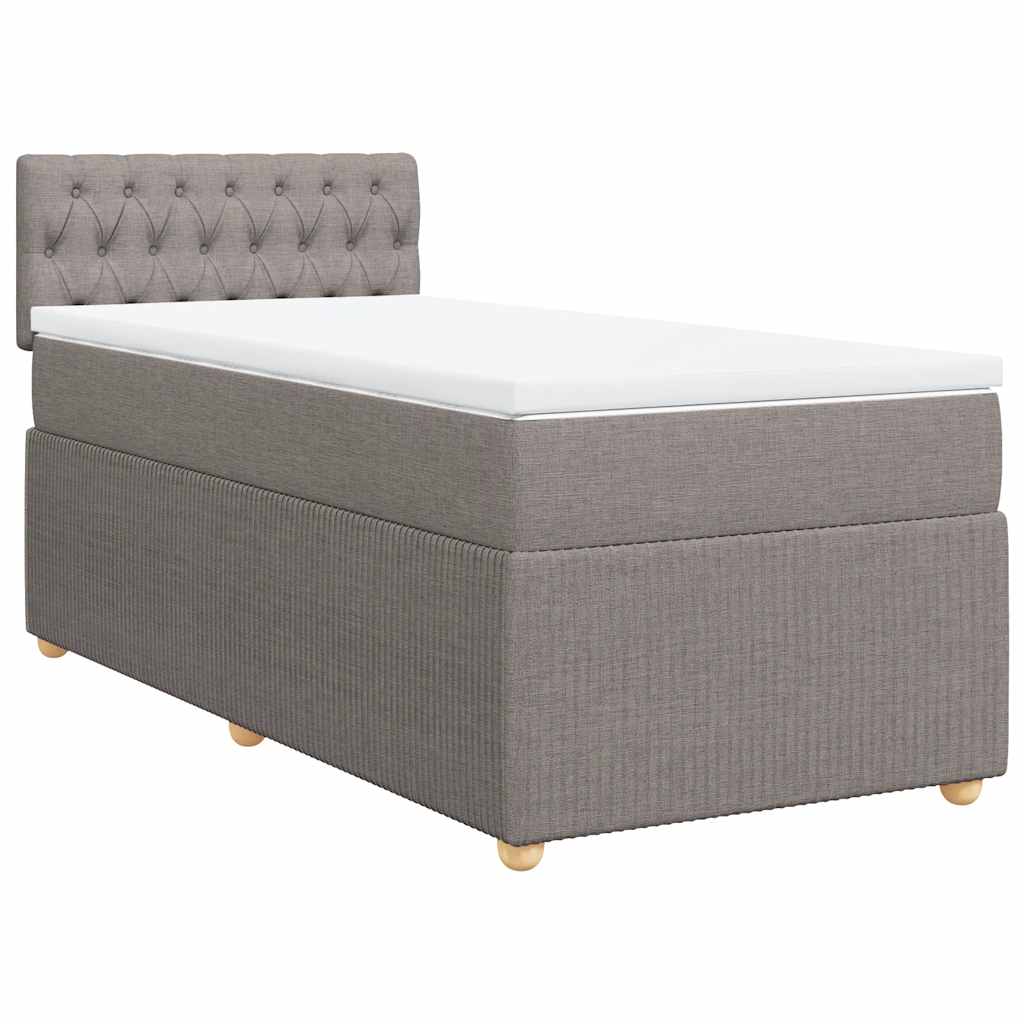 Cama com molas/colchão 90x190 cm tecido castanho-acinzentado