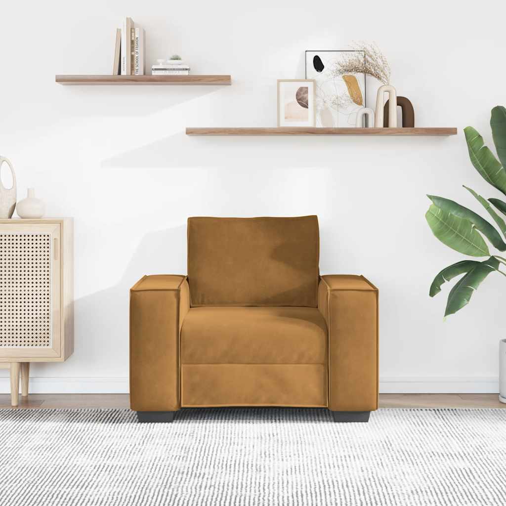 Poltrona 100x78x84 cm veludo castanho