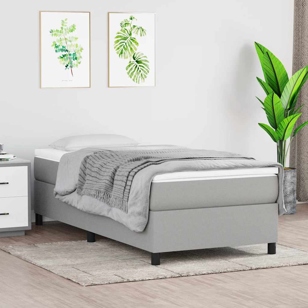 Estrutura de cama com molas 90x200 cm tecido cinzento-claro