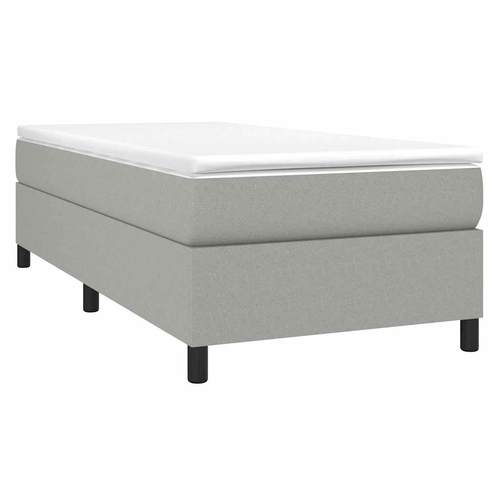 Estrutura de cama com molas 90x200 cm tecido cinzento-claro