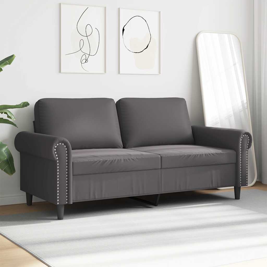 Sofá de 2 lugares 140 cm couro artificial cinza