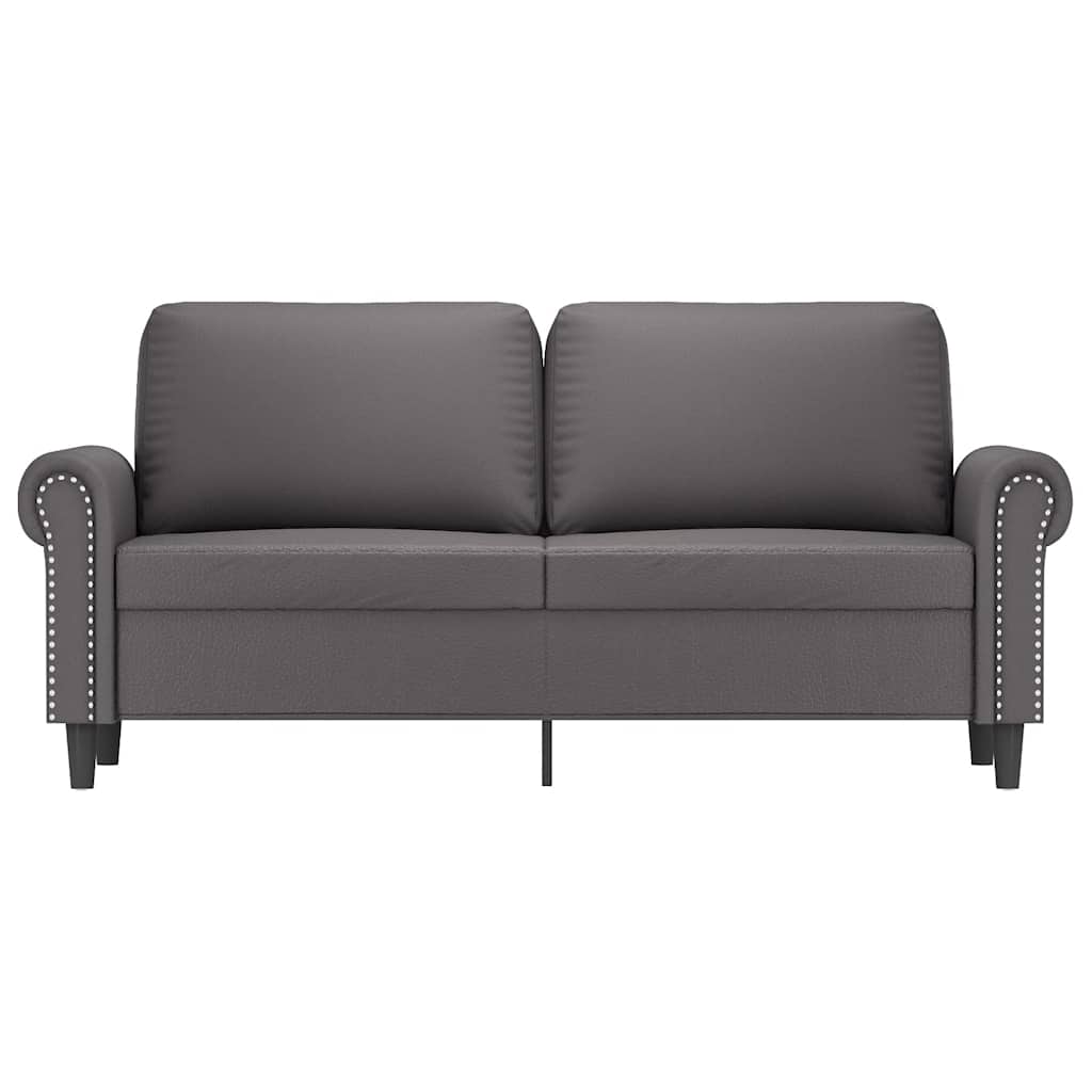 Sofá de 2 lugares 140 cm couro artificial cinza