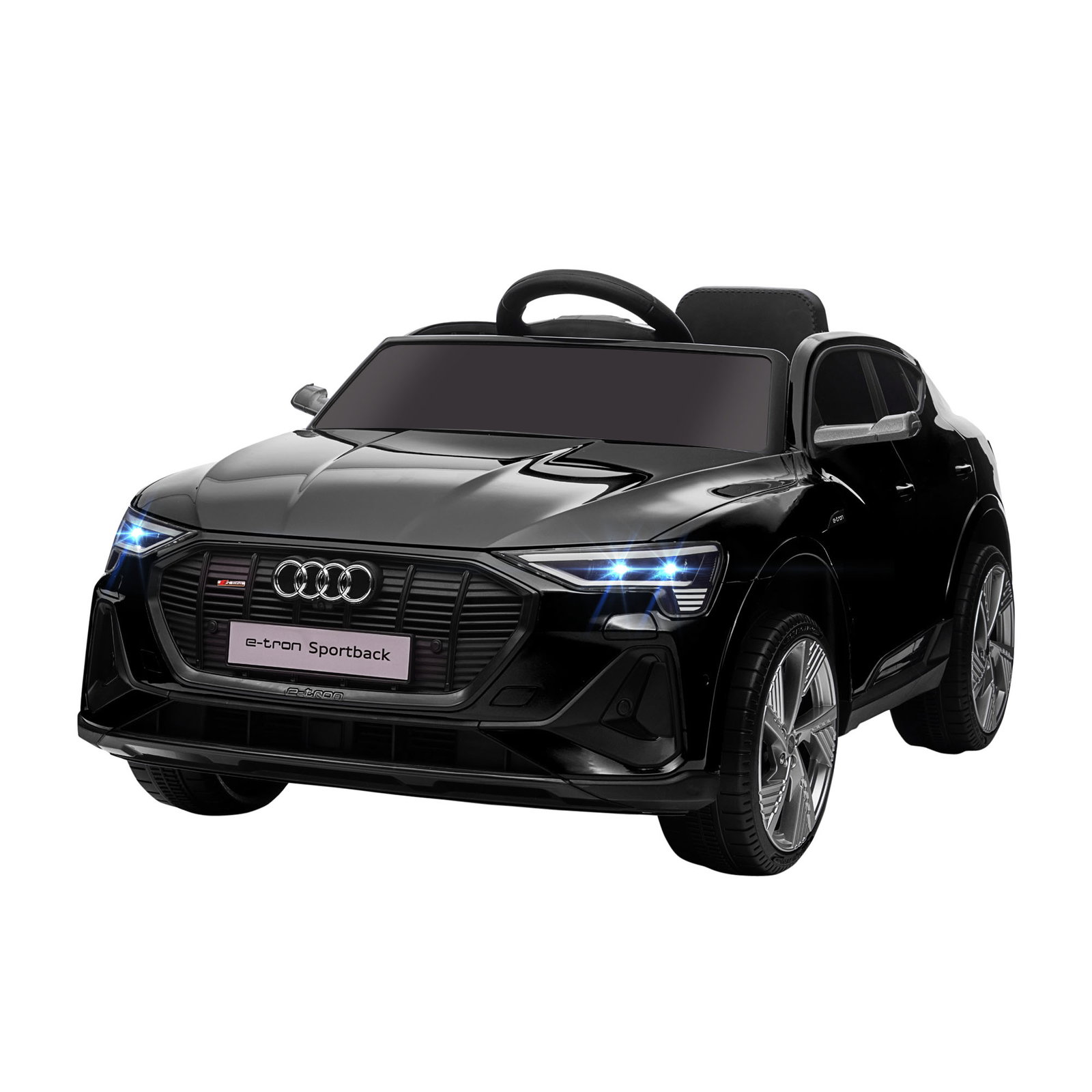 Carro Elétrico Audi E-Tron 12V com Faróis Buzina Música MP3 TF USB e Abertura da Porta 3-8km/h 108x60x47 cm Preto