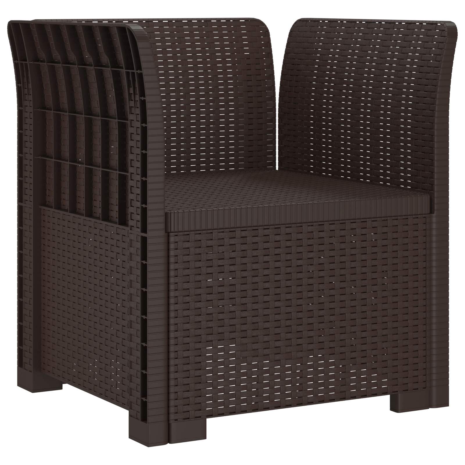 Poltrona 1 lugar com almofada look rattan PP castanho