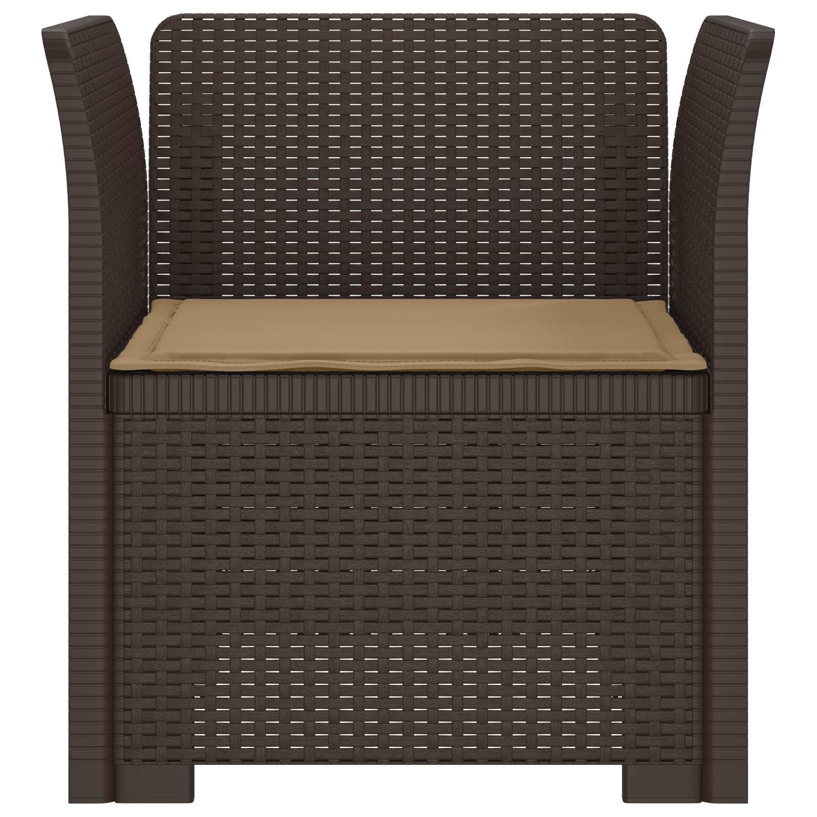 Poltrona 1 lugar com almofada look rattan PP castanho
