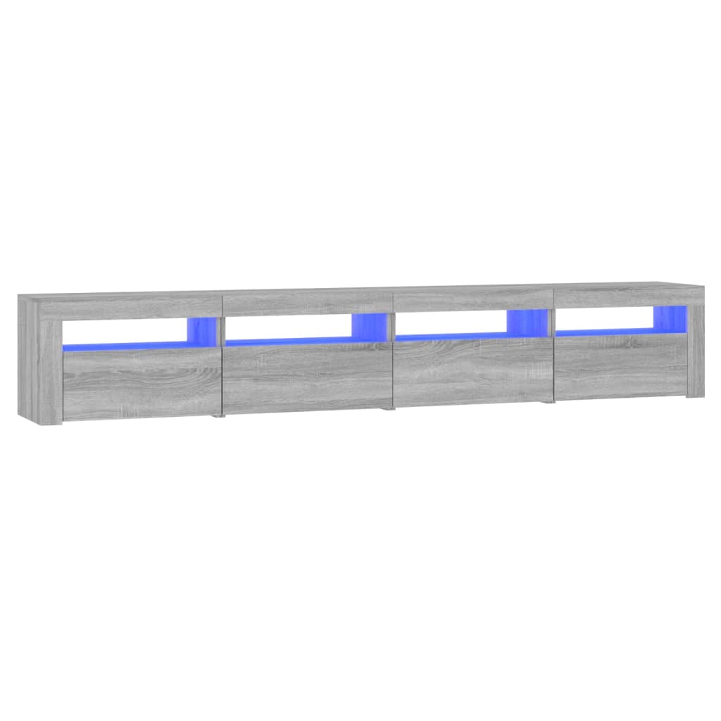 Móvel de TV com luzes LED 240x35x40 cm sonoma cinza