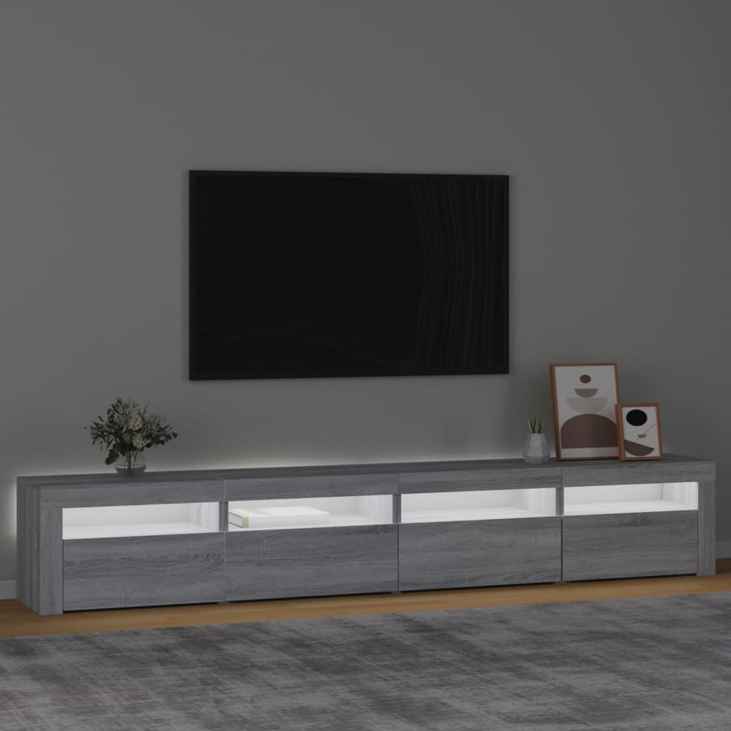 Móvel de TV com luzes LED 240x35x40 cm sonoma cinza