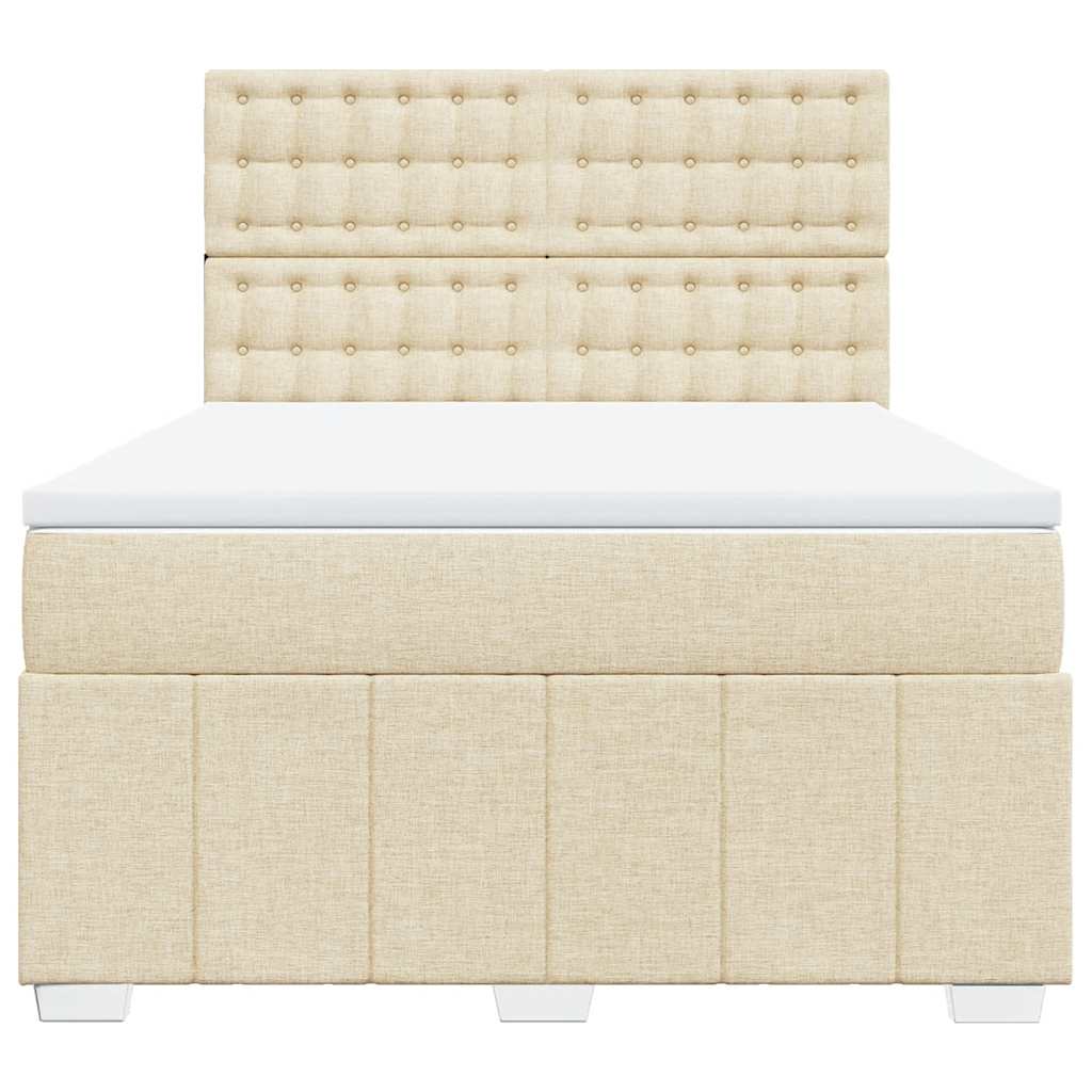 Cama com molas/colchão 140x190 cm tecido cor creme