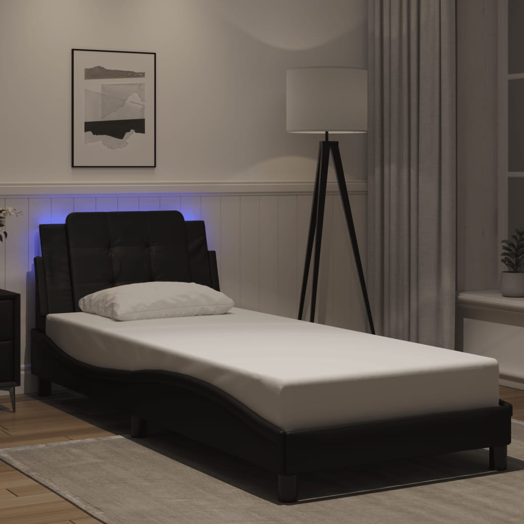 Estrutura de cama com LED sem colchão zadar 100x200cm preto