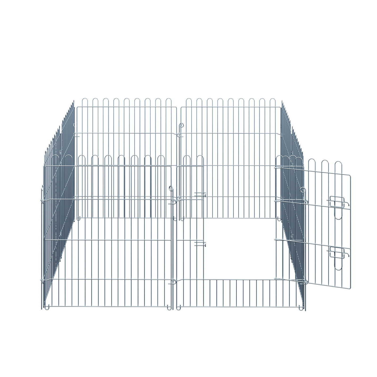 Parque para animais de estimação com 8 paineis 63x76cm cerca para animais de estimação com porta com trava para jardim pátio exterior prata
