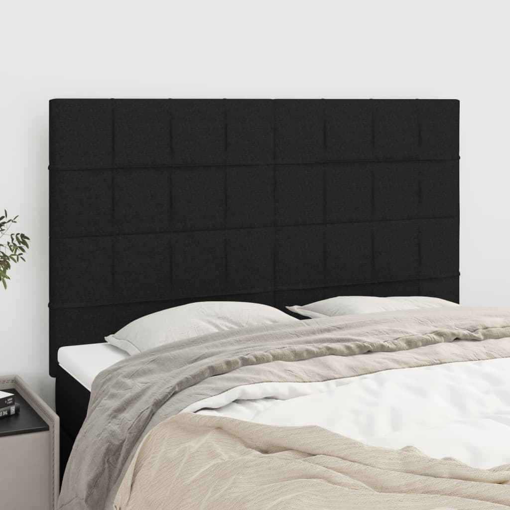 Cabeceira preta 144x5x118/128 cm tecido