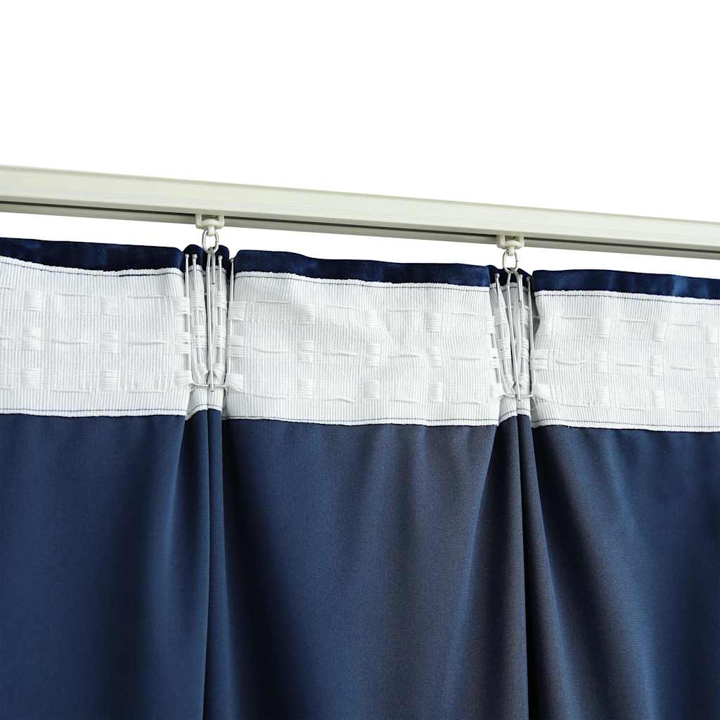 Cortinas blackout c/ ganchos 2 pcs 140x175cm veludo azul escuro