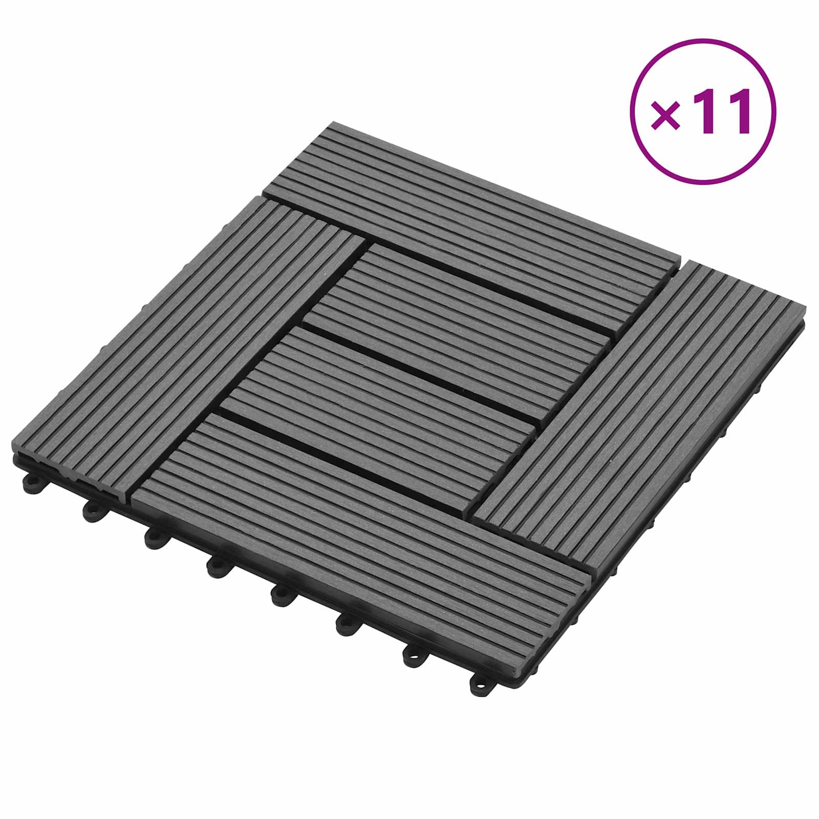 Telha de deck 11 unid. cinzento 30 x 30 cm wpc