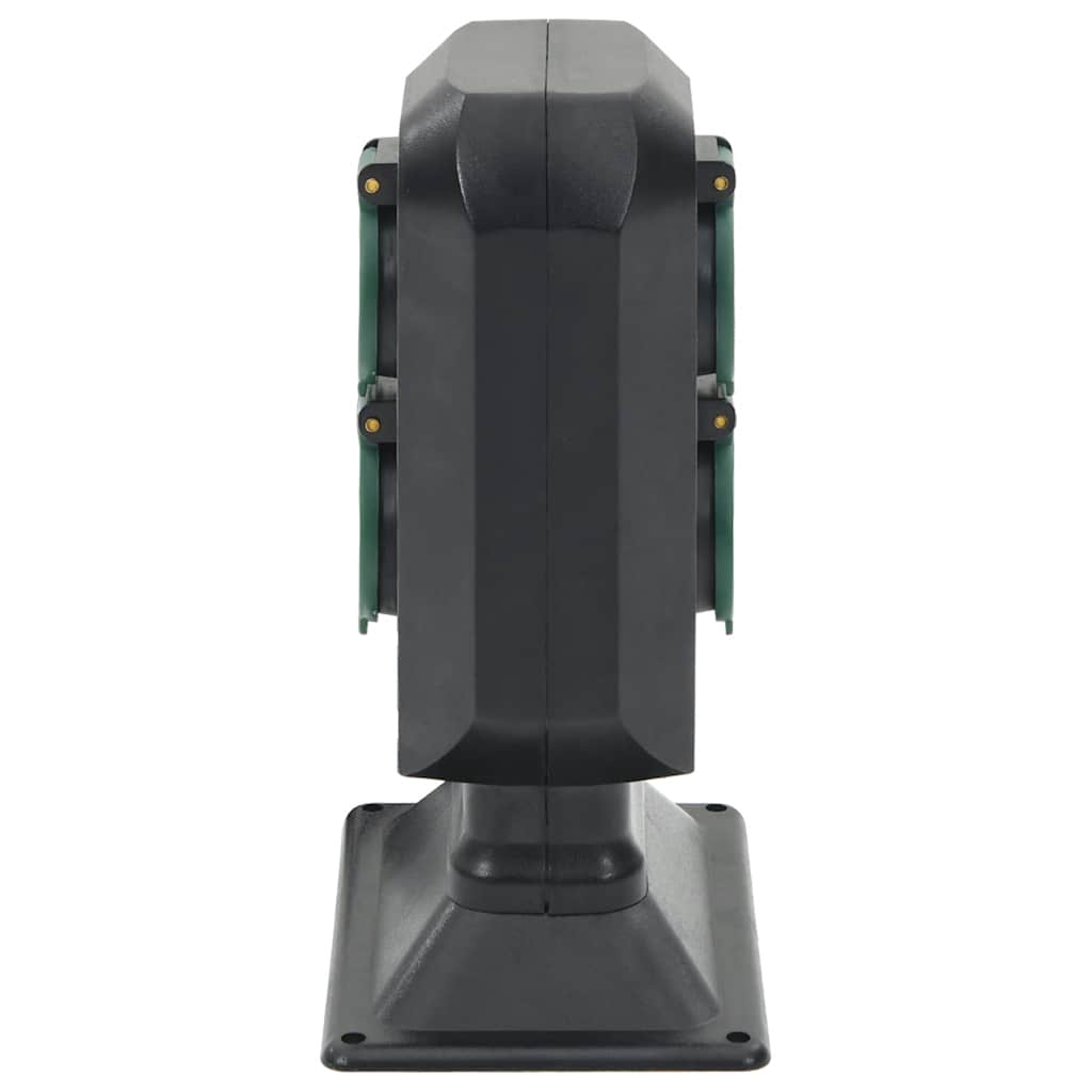 Tomada p/ o exterior c/ estaca 4 vias 15,5x11x24 cm preto/verde