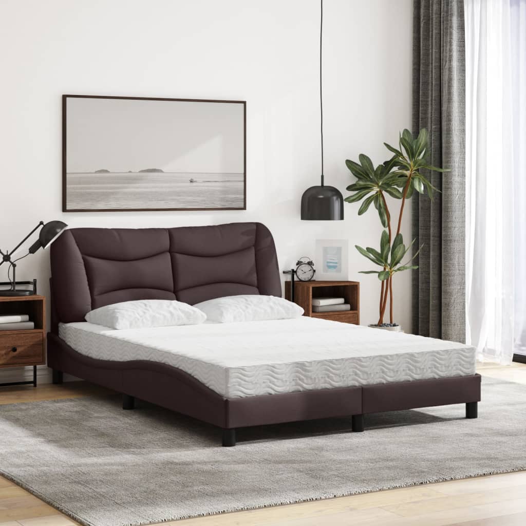 Cama com colchão hvar 140x200 cm tecido castanho-escuro