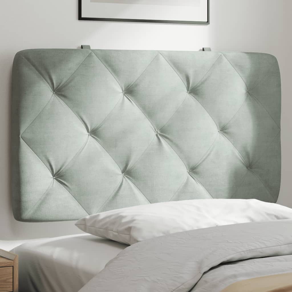 Almofadão de cabeceira 90 cm veludo cinzento-claro